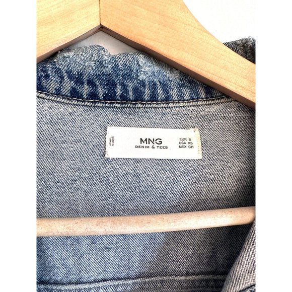 MNG by Mango RARE UNIQUE Vintage Jean Jacket Patchwork Distressed Women'… - Picture 5 of 6